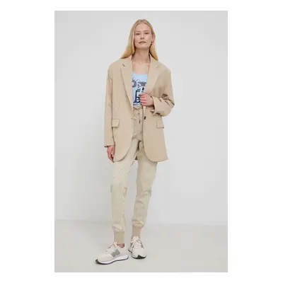 Kalhoty Pepe Jeans dámské, béžová barva, jogger, medium waist