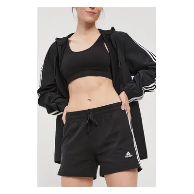 Kraťasy adidas GM5523 dámské, černá barva, hladké, medium waist