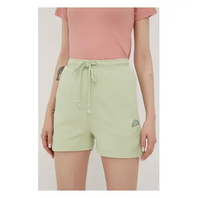 Bavlněné šortky Ellesse dámské, zelená barva, hladké, high waist, SGM14159-PINK