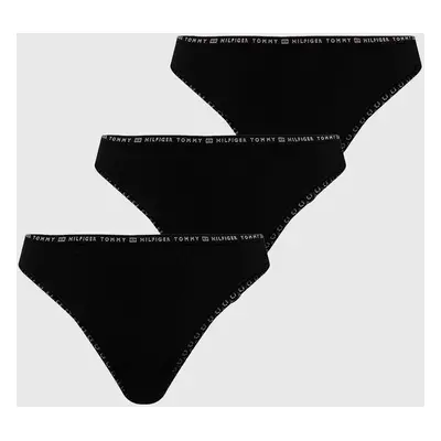 Tanga Tommy Hilfiger (3-pack) černá barva, UW0UW02824