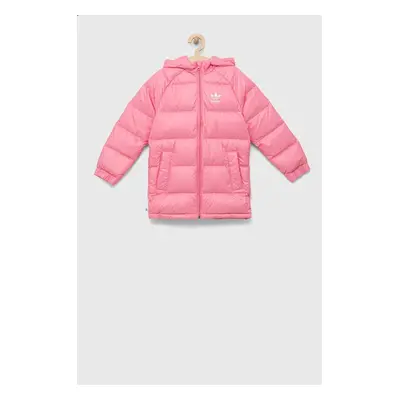 Dětská péřová bunda adidas Originals DOWN JACKET ELO růžová barva