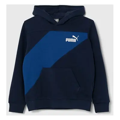 Dětská mikina Puma PUMA POWER Colorblock TR B Club N tmavomodrá barva, s kapucí, vzorovaná