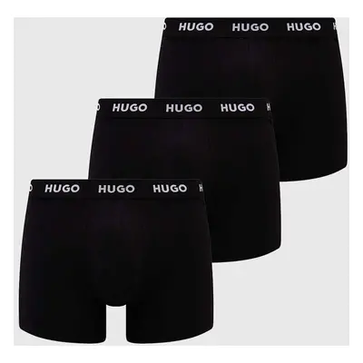 Boxerky HUGO 3-pack pánské, černá barva, 50492348