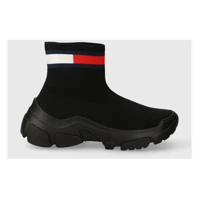 Sneakers boty Tommy Jeans TJW SOCK BOOT černá barva, EN0EN02446