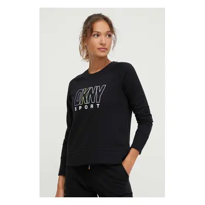 Mikina Dkny dámská, černá barva, s potiskem, DP3T8815