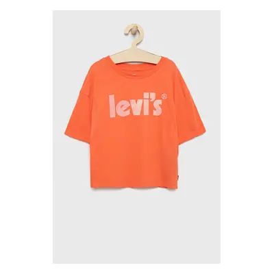 Dětské bavlněné tričko Levi's oranžová barva