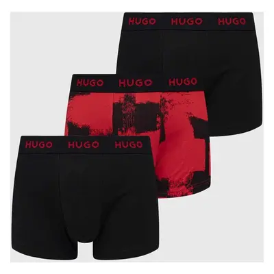 Boxerky HUGO 3-pack pánské, červená barva, 50480170