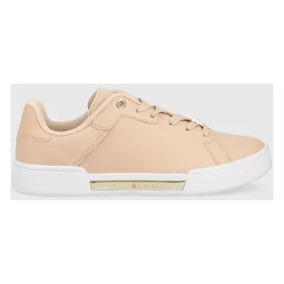 Kožené sneakers boty Tommy Hilfiger COURT SNEAKER GOLDEN TH béžová barva, FW0FW07116