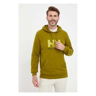 Bavlněná mikina Helly Hansen HH LOGO HOODIE pánská, tmavomodrá barva, s kapucí, s aplikací, 3397