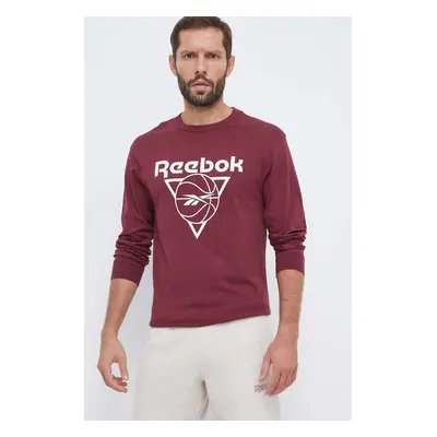 Bavlněné tričko s dlouhým rukávem Reebok Classic Basketball vínová barva, s potiskem