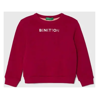 Dětská bavlněná mikina United Colors of Benetton růžová barva, s potiskem