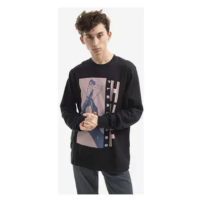 Bavlněné tričko s dlouhým rukávem HUF Light Up Jacquard Longsleeve černá barva, s potiskem