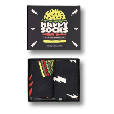 Ponožky Happy Socks Blast Off Burger Socks 2-pack černá barva