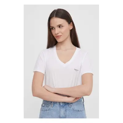 Bavlněné tričko Pepe Jeans LORETTE V NECK bílá barva, PL505826