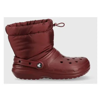 Sněhule Crocs Classic Lined Neo Puff Boot vínová barva