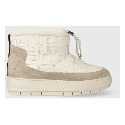 Sněhule Tommy Hilfiger TOMMY MONOGRAM SNOWBOOT béžová barva, FW0FW07637