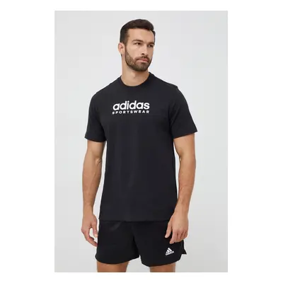 Bavlněné tričko adidas černá barva, s potiskem