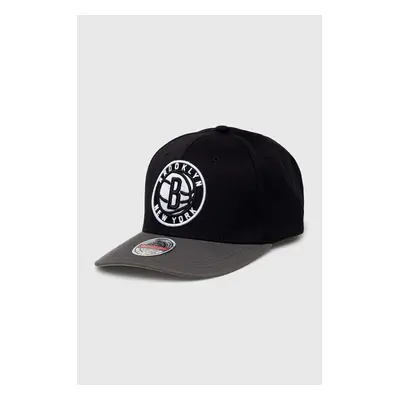 Čepice s vlněnou směsí Mitchell&Ness Brooklyn Nets černá barva, s aplikací