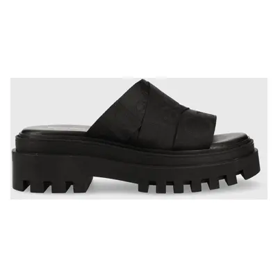 Pantofle Calvin Klein Jeans TOOTHY COMBAT SANDAL WEBBING dámské, černá barva, na platformě, YW0Y