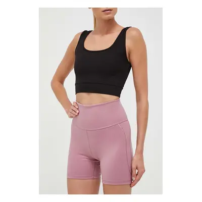 Šortky na jógu adidas Performance Studio růžová barva, high waist