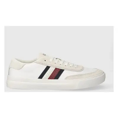 Kožené sneakers boty Tommy Hilfiger TH CUPSET RWB LTH bílá barva, FM0FM04975