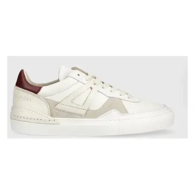 Kožené sneakers boty Tommy Hilfiger TH LAB COURT SNEAKER bílá barva, FM0FM04267