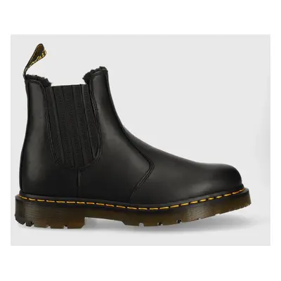 Kožené kotníkové boty Dr. Martens 2976 dámské, černá barva, na plochém podpatku, zateplené, DM27