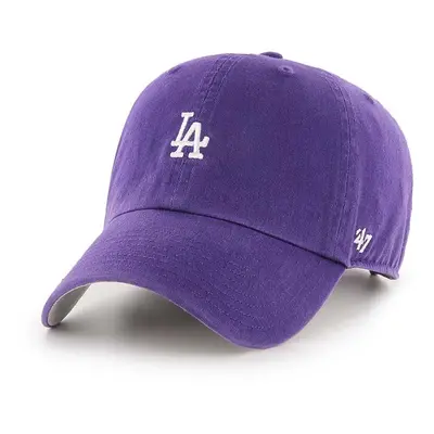 Bavlněná baseballová čepice 47brand MLB Los Angeles Dodgers fialová barva, s aplikací