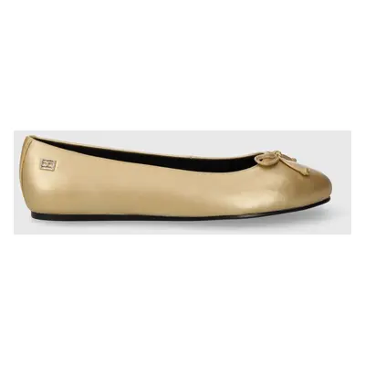 Kožené baleríny Tommy Hilfiger ESSENTIAL GOLDEN BALLERINA zlatá barva, FW0FW07865