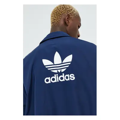 Bunda adidas Originals pánská, tmavomodrá barva, přechodná, oversize