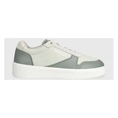 Kožené sneakers boty Calvin Klein LOW TOP LACE UP BSKT šedá barva, HM0HM01402