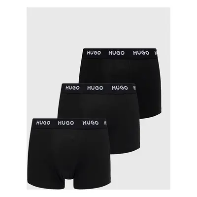 Boxerky HUGO (3-pack) pánské, černá barva, 50469786