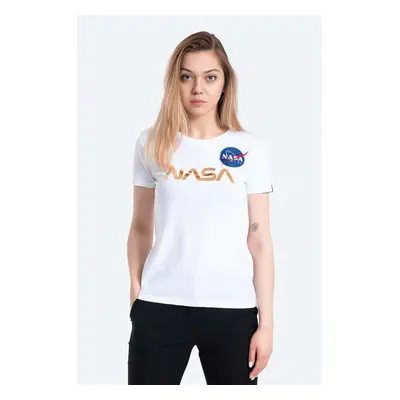 Bavlněné tričko Alpha Industries NASA Pm T bílá barva, 198053.438-white