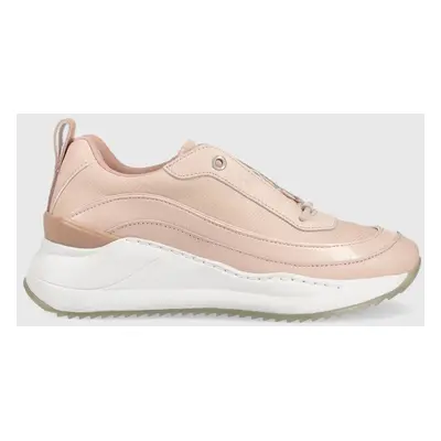 Sneakers boty Calvin Klein HW0HW01371 INTERNAL WEDGE LACE UP růžová barva