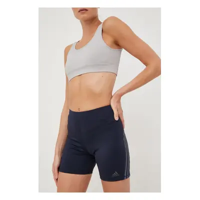 Běžecké šortky adidas Performance Run Icons tmavomodrá barva, s potiskem, high waist