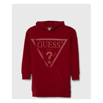 Dívčí šaty Guess vínová barva, mini