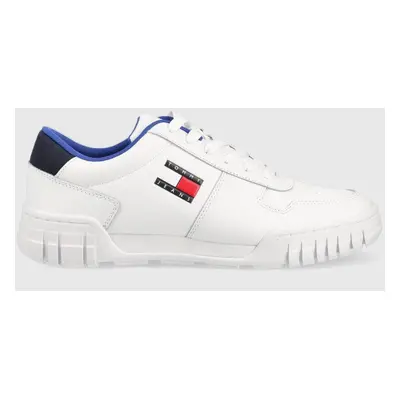 Kožené sneakers boty Tommy Jeans Retro Leather Cupsole Tjm Ess bílá barva