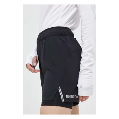 Sportovní šortky Rossignol dámské, černá barva, hladké, high waist