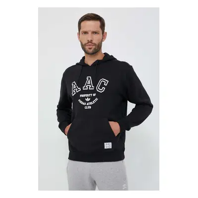 Bavlněná mikina adidas Originals pánská, černá barva, s kapucí, s aplikací