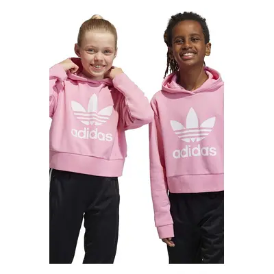 Dětská mikina adidas Originals růžová barva, s kapucí, s potiskem