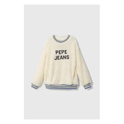 Dětská mikina Pepe Jeans béžová barva, s aplikací