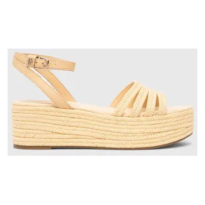 Sandály Tommy Hilfiger ESSENTIAL FLATFORM SANDAL dámské, žlutá barva, na klínku, FW0FW07161