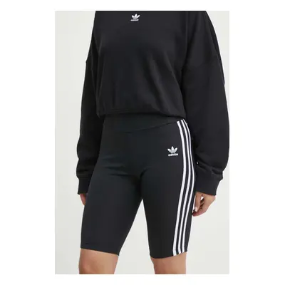 Kraťasy adidas Originals dámské, černá barva, hladké, medium waist