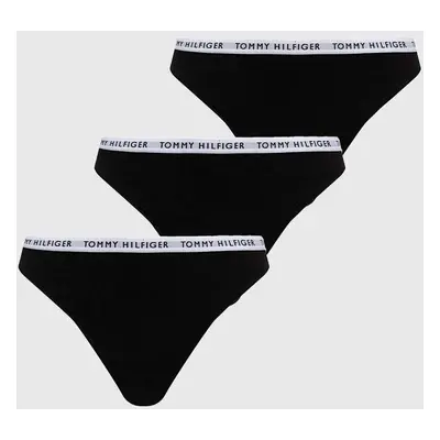 Tanga Tommy Hilfiger (3-pack) černá barva, UW0UW02829