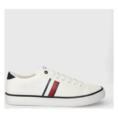 Tenisky Tommy Hilfiger TH HI VULC LOW STRIPES MESH pánské, bílá barva, FM0FM04946