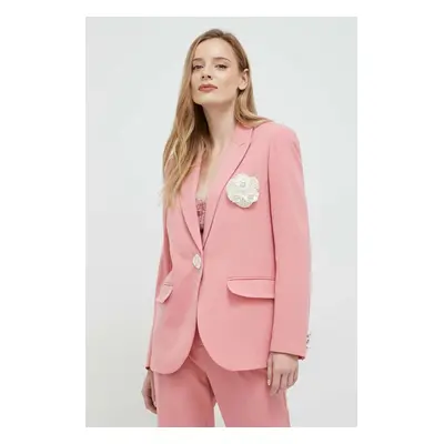 Blazer s příměsí vlny Custommade Fabiana růžová barva, oversize