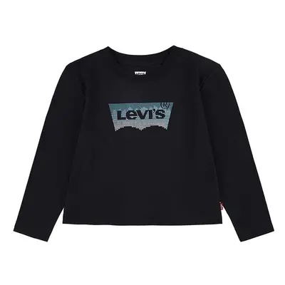 Dětské tričko s dlouhým rukávem Levi's černá barva