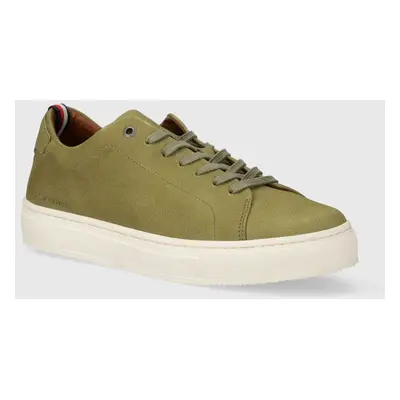 Kožené sneakers boty Tommy Hilfiger PREMIUM CORPORATE LTH SEASONAL zelená barva, FM0FM04965