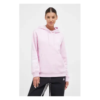 Mikina adidas Originals dámská, růžová barva, s kapucí, hladká