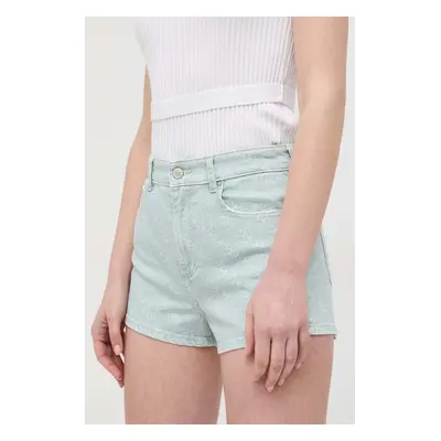 Kraťasy Guess dámské, zelená barva, vzorované, high waist